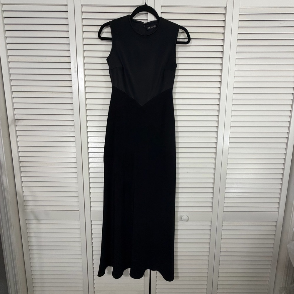 Tahari Black Satin Sleeveless Sheath Maxi | 2 | Little Black Dress